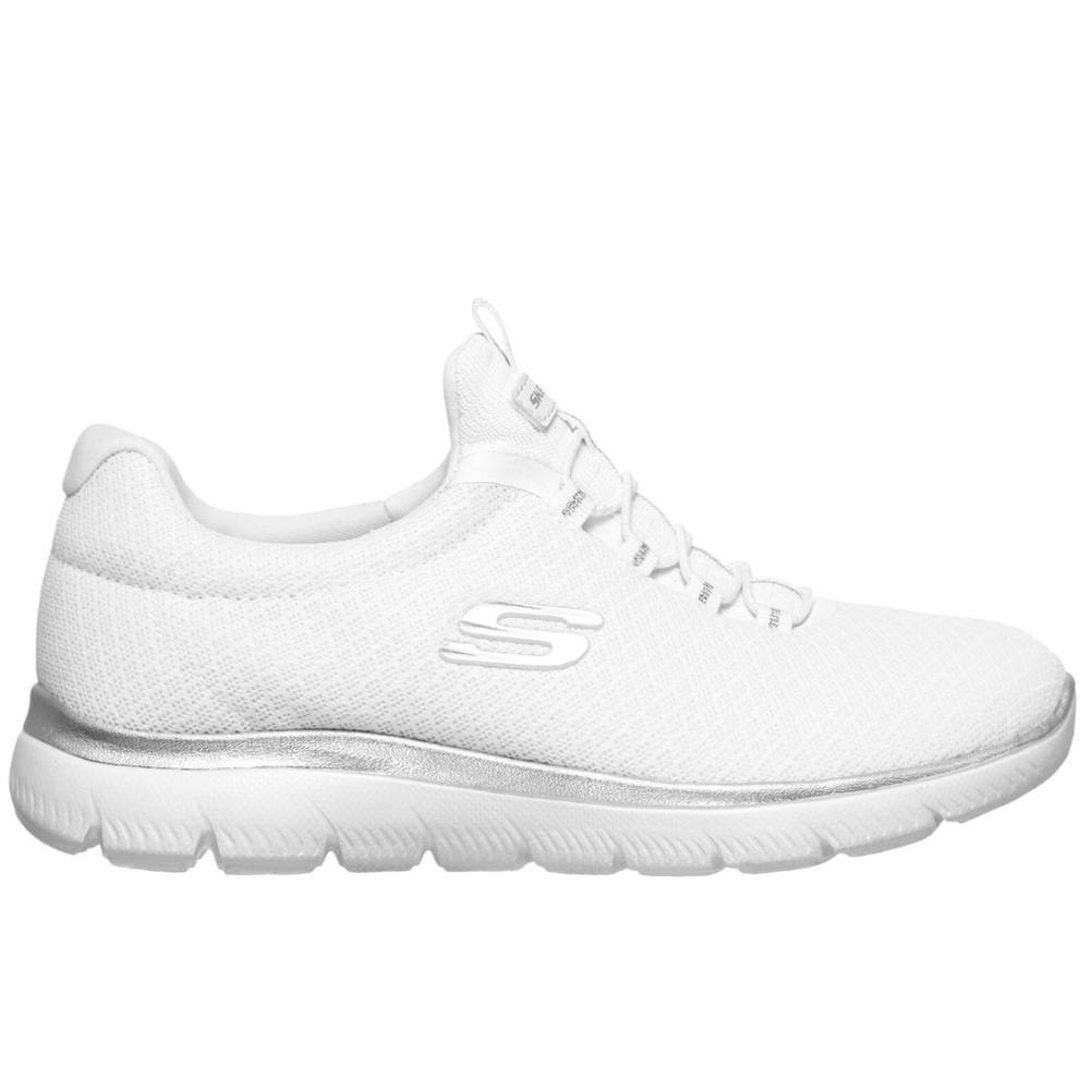 SKECHERS Womens Summits Cool Classic Sneakers in White Silver Athletic Size 9